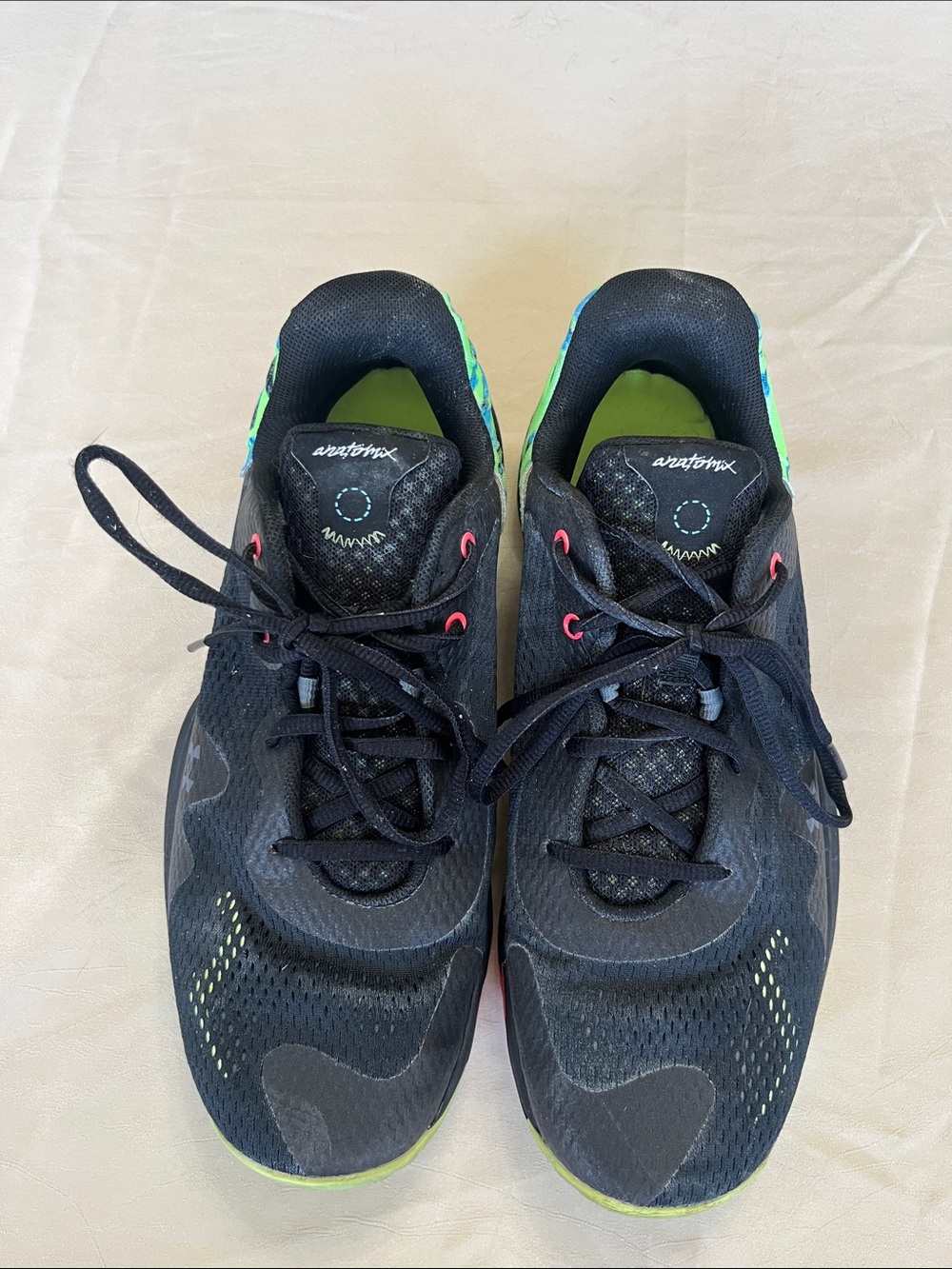Under Armour Black and Neon Green Athletic Shoe (Men's Size 10)